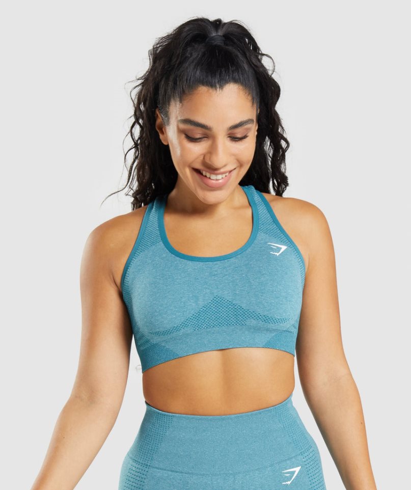 Women\'s Gymshark Vital Seamless 2.0 Sports Bra Turquoise | CA 1NA357